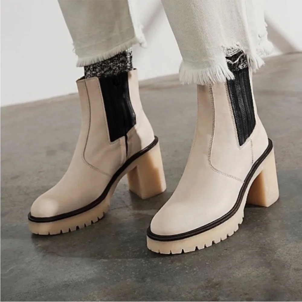 Free People James Chelsea Boot White Leather EU 36 US 6